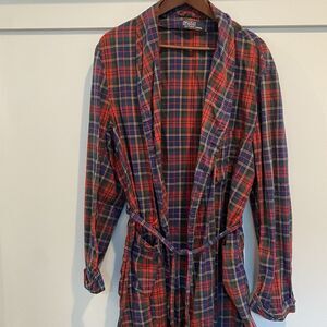 Vintage Ralph Lauren Robe Men’s Large L Red Plaid Preppy Belted
